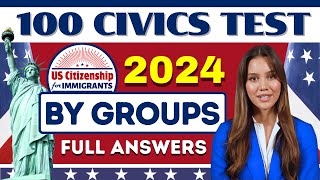 New! 100 Civics Questions and Answers (By Groups) for US Citizenship Interview 2024 | Full Answers