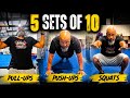 Today Calisthenic Workout Live. 5 Rounds Of 10 Pull-ups, Squats and Push-Ups