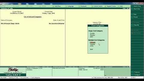 Cost center and multiple cost category in tally ||