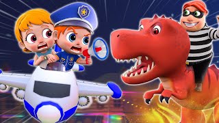 Smart Police vs Giant TRex ✨ | Dinosaur Song  | NEW✨ Funny Nursery Rhymes For Kids