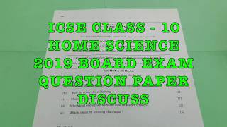 Icse Cl 10 Home Science 2019 Exam Paper Discuss