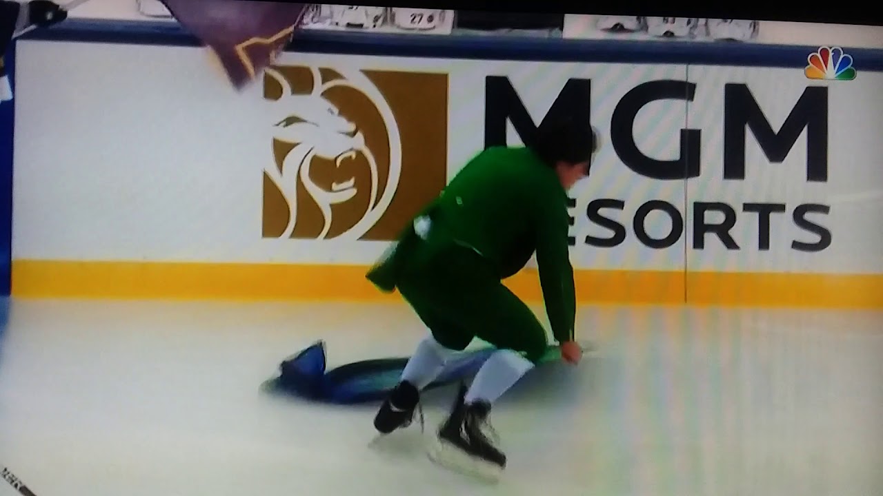 Notre Dame mascot falls on ice 112019 at Winter Classic South Bend