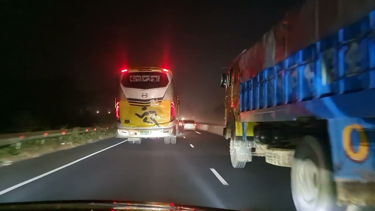 dhaka Chittagong highway night drive. toyota prius