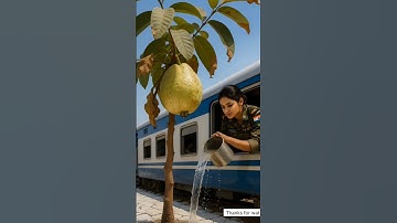 Lady Soldier saved the guava tree from drying up by watering it 🥺 #ai #water #plants #save