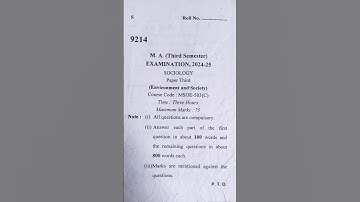 M.a 3rd semester Sociology paper Third 2024-25 🤔