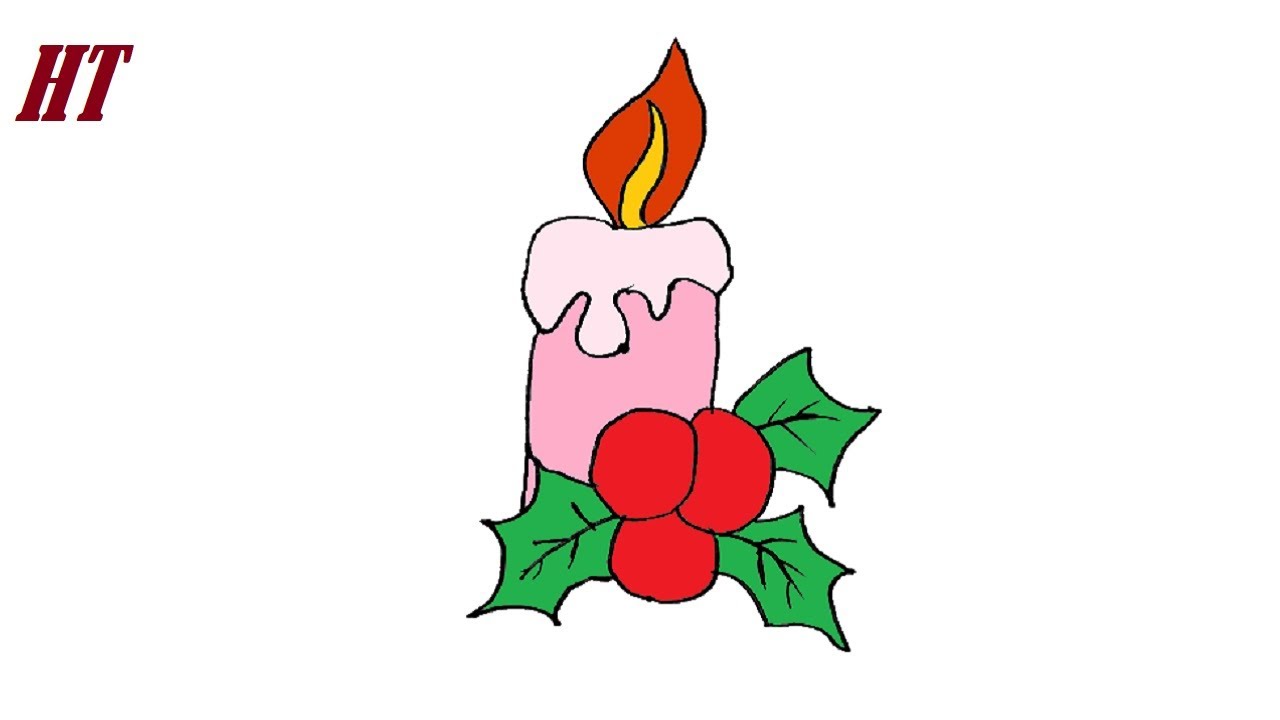 How to Draw Christmas Candle Step by Step YouTube