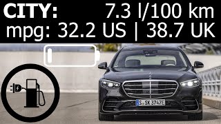 Mercedes S 580e PHEV: city fuel consumption (economy) with empty batteries at start mpg l/100 km