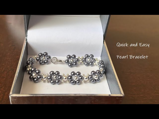 How to make an easy flower bracelet with pearls - DIY wedding