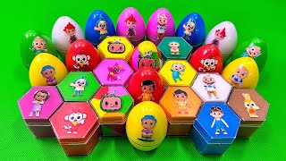 Finding Pinkfong Red Hexagon Shapes & Cocomelon Rainbow Eggs with CLAY! Satisfying ASMR Videos