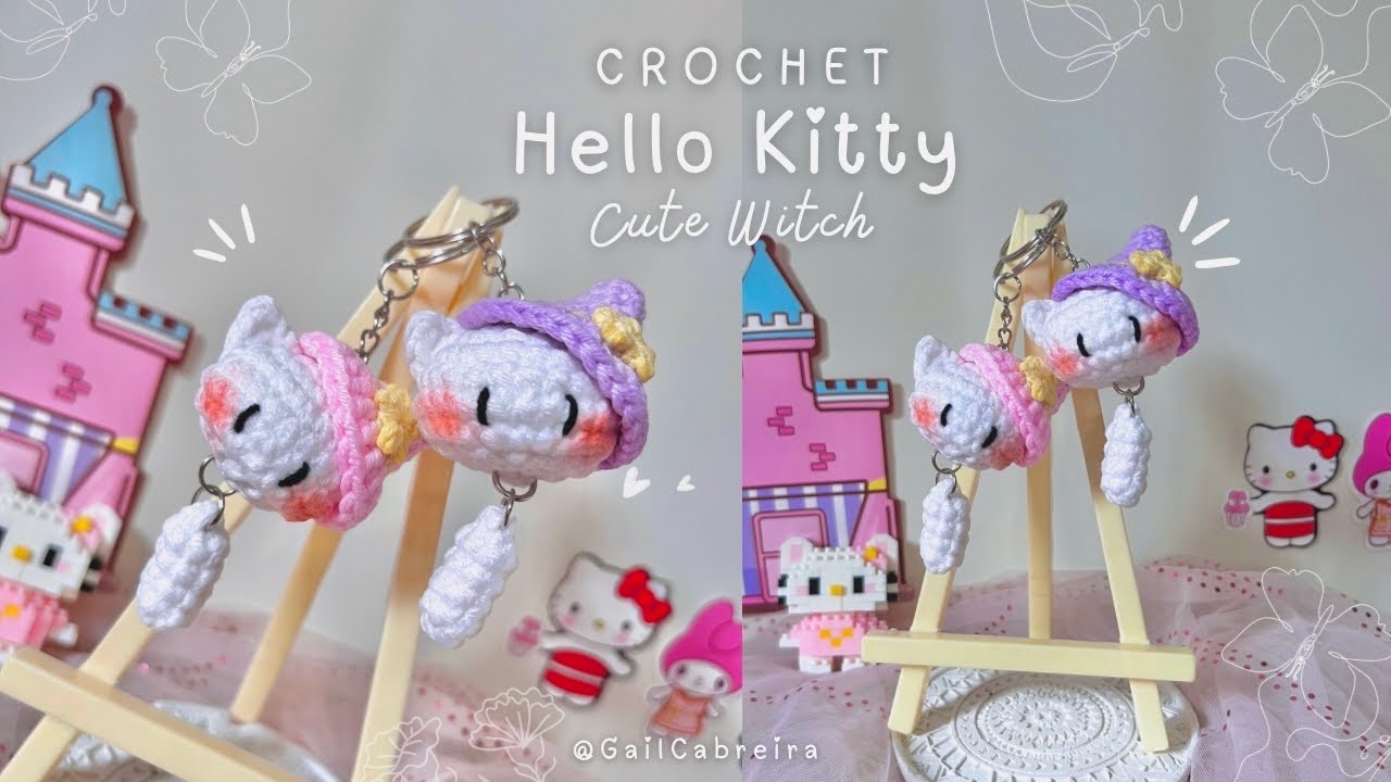 Crochet Hello Kitty Cute Witch / Fairy keychain | Crochet Halloween 
