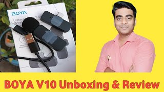 Boya BY-V10 wireless microphone for type-c Review and Unboxing