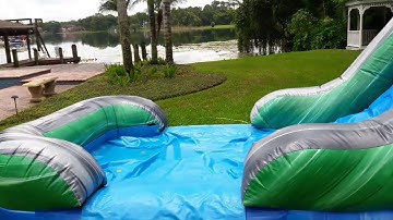 Tropical Bounce House Combo water slide www BounceGenieTampa com Tampa Water Slide Bounce House Rent