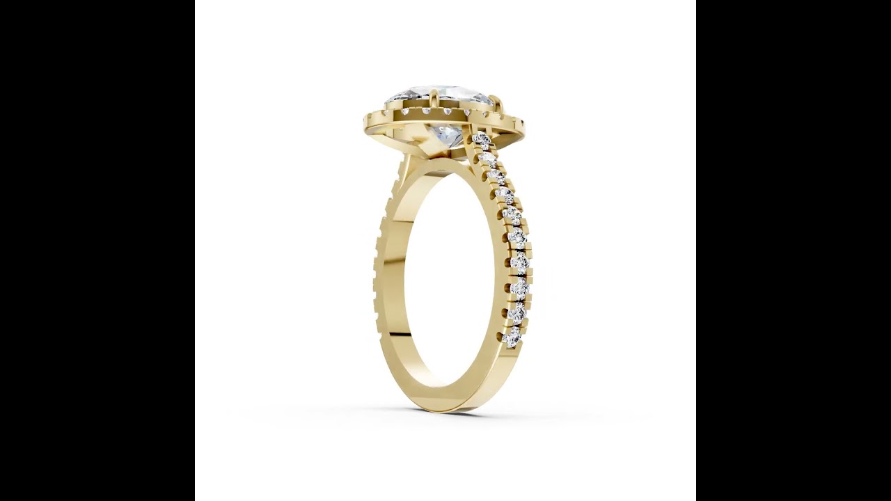 Oval Cut Diamond Floating Halo with Pavé Ring