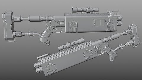 Speed modeling Sci fi guns #2 [5x speed]