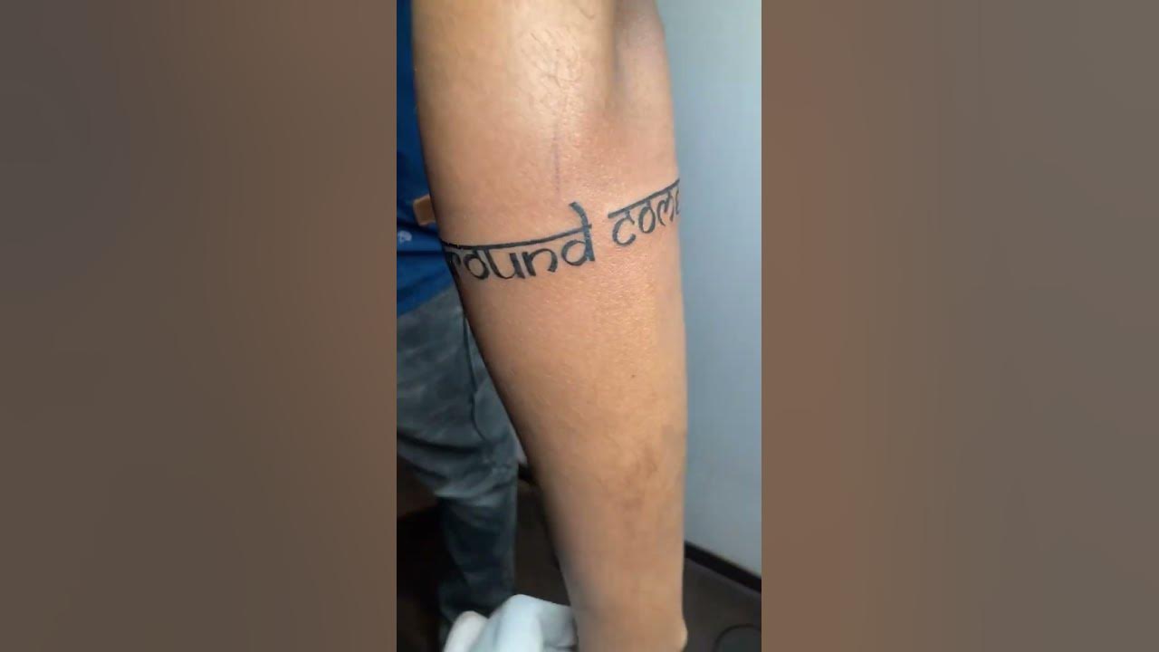 what-goes-around-comes-around-quote-armband-tattoo-short-shorts