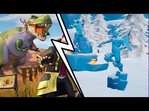 Vídeo: Explicación De Las Esculturas De Hielo De Fortnite, Tres Dinosaurios Y Cuatro Aguas Termales