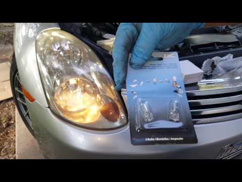 03 G35 Sedan (Low beam) head light bulb replacement  and parking lightbulb replacement.