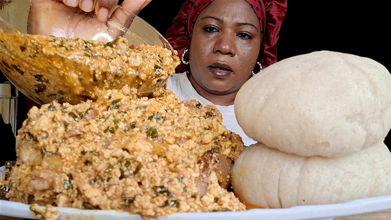 African food mukbang fufu with egusi soup and chicken mukbang 
