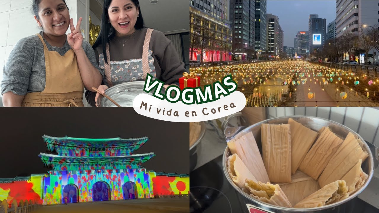 VLOGMAS 9🇰🇷🎄Festival navideño de luces en Seúl + preparando tamales 🫔 + nevada