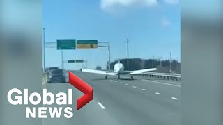 Small plane makes emergency landing on Quebec highway