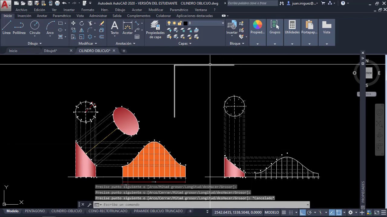 GEOMETRÍA DESCRIPTIVA II (CILINDRO OBLICUO)