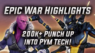 200k Punch Up into Pym Tech! - Epic War Highlights! - MARVEL Strike Force - MSF