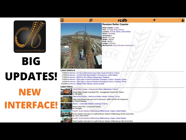 HUGE New Roller Coaster Database (RCDB) Update! Modernized