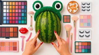 ASMR Makeup on a Watermelon Frog – Relaxing & Satisfying Beauty Transformation 💄🍉