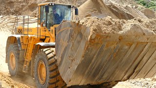 Volvo L350F w/ BIG Shovel Working Hard in Quarry loading Sand & Stuff | Big Wheel-Loader |