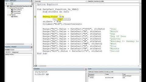 دالة للتعامل مع أجزاء الوقت والتاريخ DatePart Function In VBA