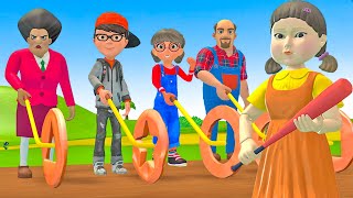 Scary Teacher 3D vs Squid Game Rolling Honeycomb Balloon Squid Girl Nice or Error 5 Times Challenge