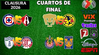 FECHAS,HORARIOS Y CANALES PARA LOS CUARTOS DE FINAL DE LA LIGA MX CLAUSURA 2026