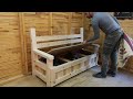 Sofa with chest for my woodworking workshop / Outdoor garden bench with storage compartment