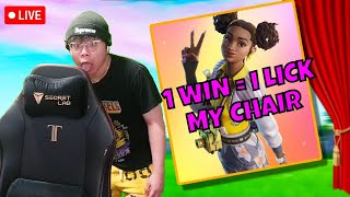 1 WIN = I LICK MY CHAIR IRL! GETTING CROWN WINS WITH VIEWERS! #shorts #fortnitelive