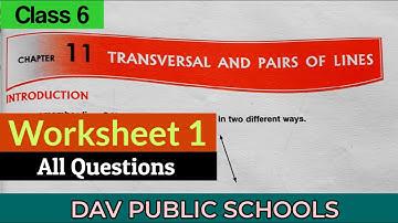 DAV class 6 maths chapter 11 worksheet 1 - Transversal and pairs of lines