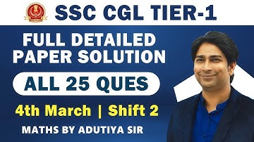 SSC CGL (March 20) Paper Solved | Maths Solution | Tricks & Tips | Adutiya Sir