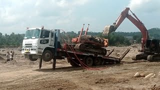 GOKIL, DETIK-DETIK TRUK SELF LOADER NGAJAK AKROBAT, MUAT EXCAVATOR GAK BIASA