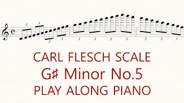 Violin Scale Carl Flesch  G sharp Minor No.5 Scale System 3 Octave Slow Practice Play Along Piano