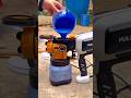 Pouring Blue Paint into an Electric Spray Gun for Smooth and Even Coating #shorts