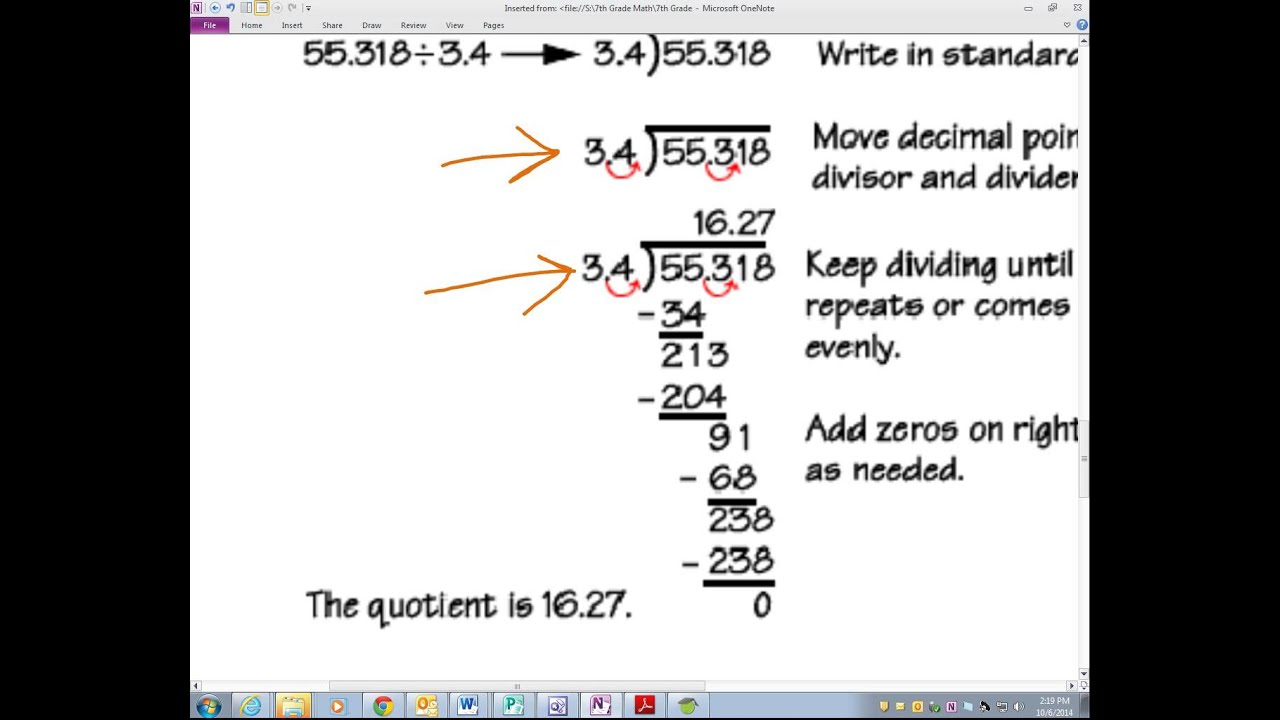 65 Dividing Decimals YouTube