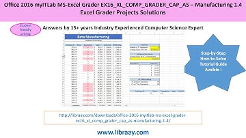 Office 2016 myITLab MS-Excel Grader EX16_XL_COMP_GRADER_CAP_AS - Manufacturing 1.4