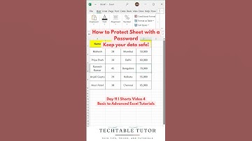 Protect Excel Sheet with a Password: Tutorial Day 11, Video 4 #excel #excelshorts