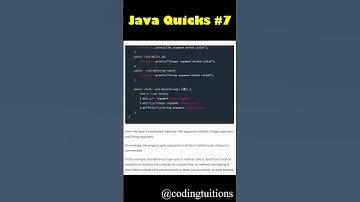 Why method overloading is called compile-time polymorphism? |Java Quicks 7| Java Interview Questions