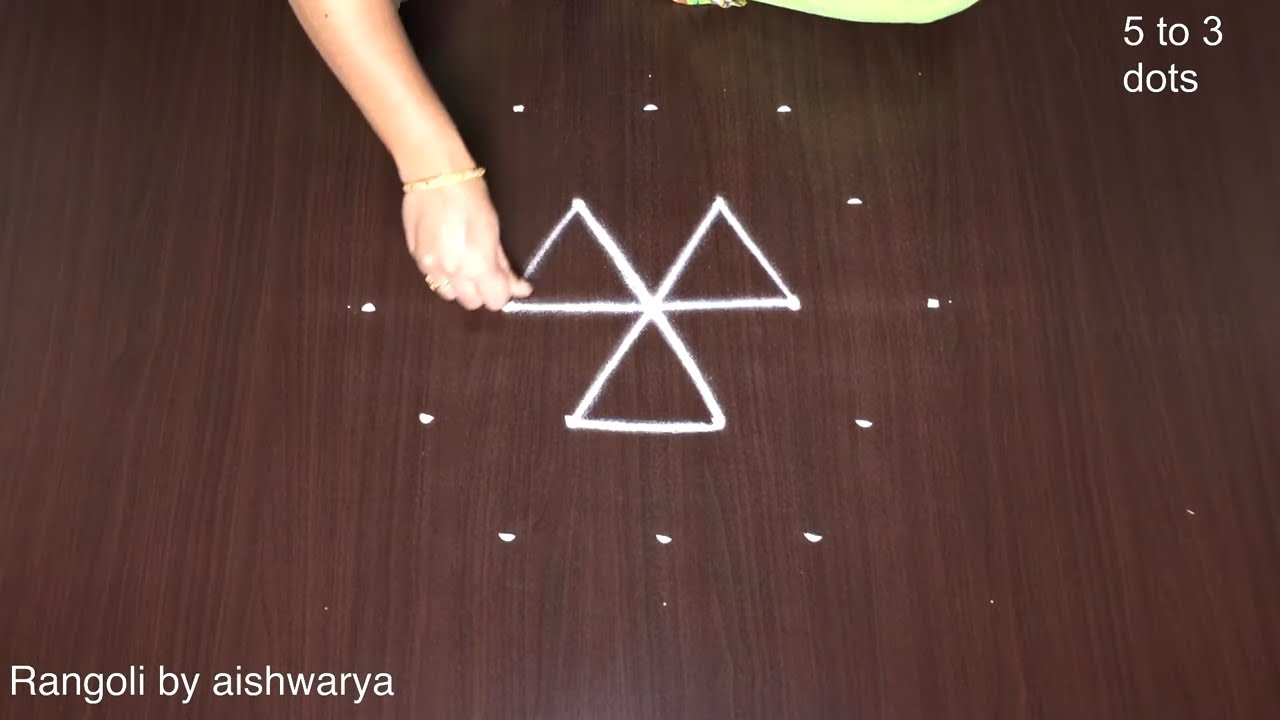 Easy Peacock Muggulu 5 to 3 Kolam