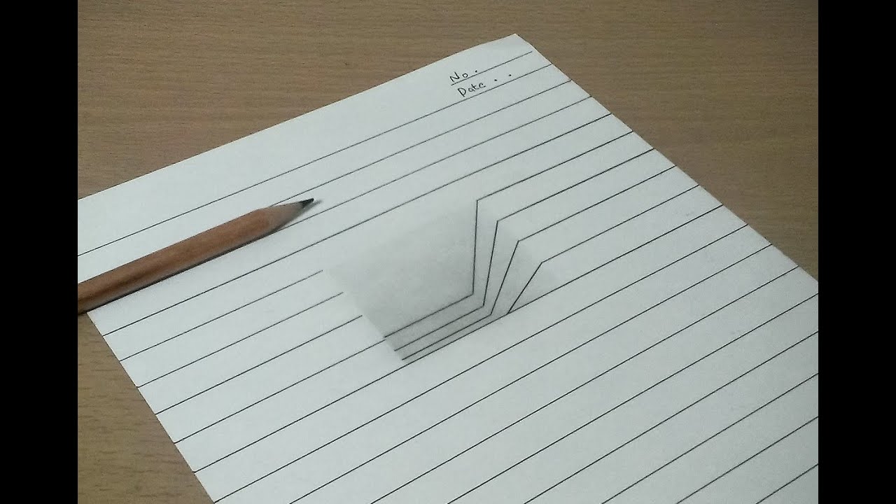 トリックアート ノートに穴を開ける方法 How To Draw 3d Hole Anamorphic Illusion 3d Trick Art Youtube