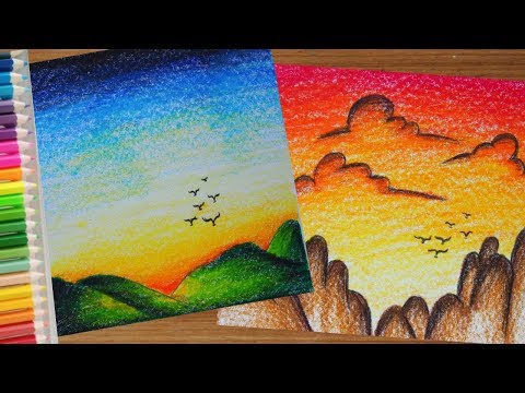 ระบายสีท้องฟ้า สวยๆ (สีไม้) | How to draw Beautiful Sky