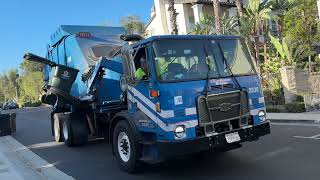 Full Republic Services Fast Autocar ACX Heil Rapid Rail Garbage Truck 2830 Rushing Late on Recycle Update