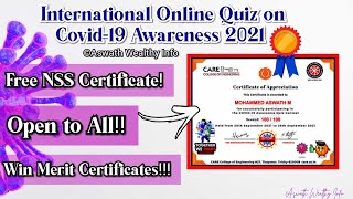 Covid-19 Quiz Competition 2021|Online Quiz with e-certificate 2021|NSS Certificate quiz|Covid Quiz!!
