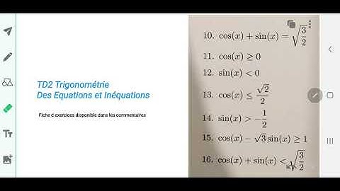 TD2 Trigonométrie : Inéquations trigonométriques Q10-16