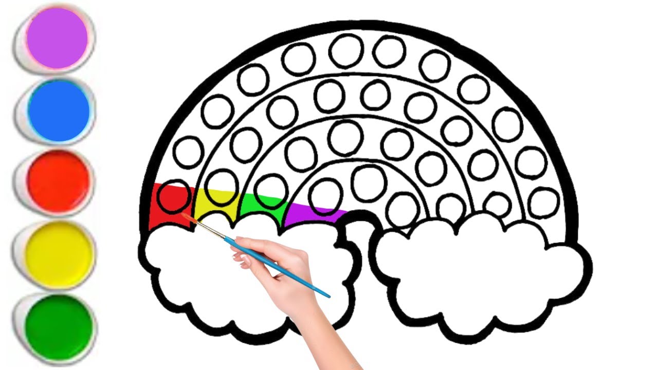 Rainbow Pop It Drawing, Painting and Coloring for Kids | Colorful Rainbow Pop It Drawing